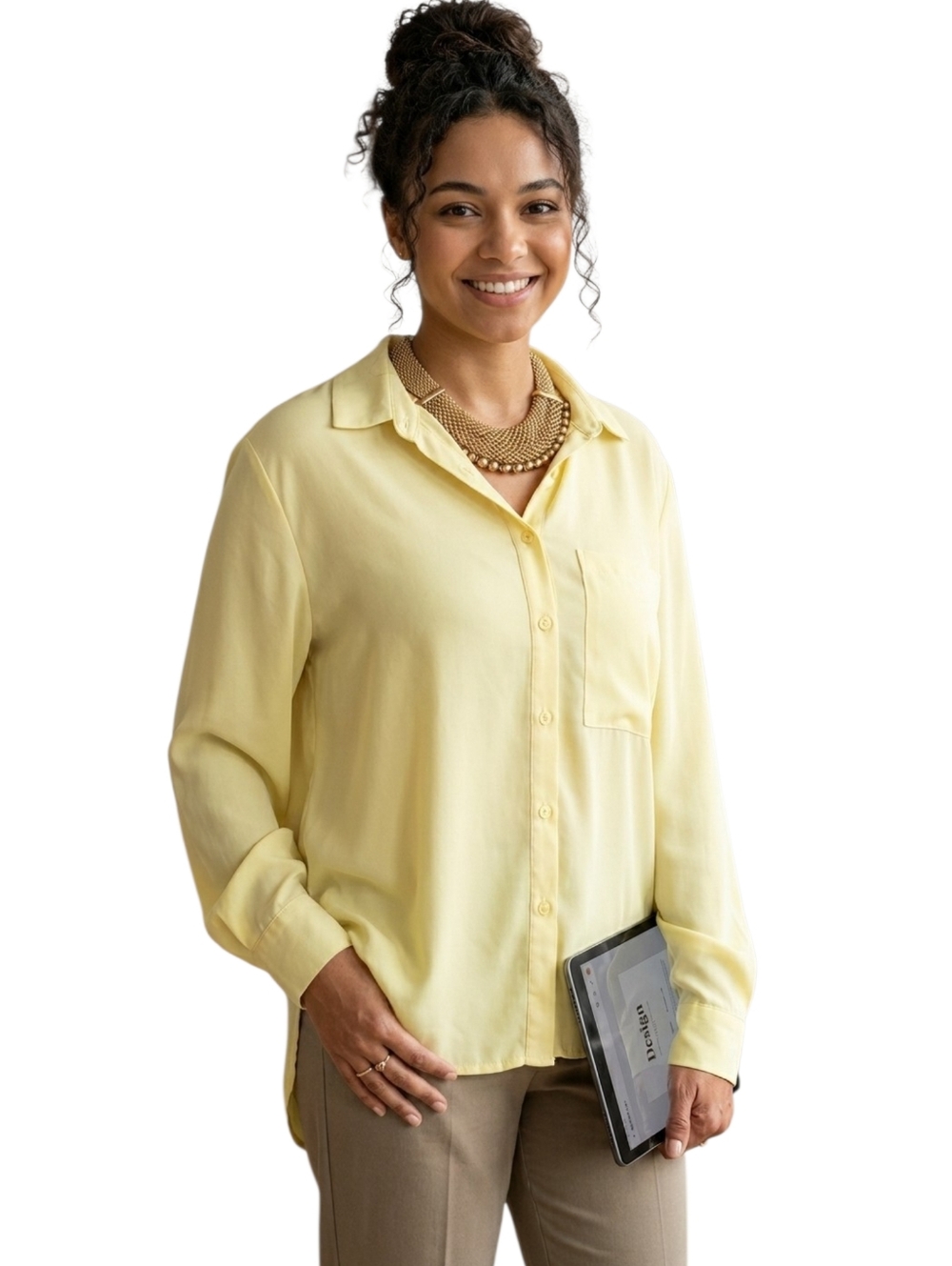 Yellow Sheer Button down blouse